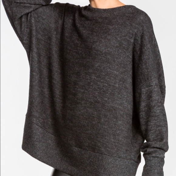 CHERISH CHARCOAL BRUSHED KNIT PULLOVER TOP - Picture 2 of 8